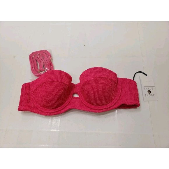 Shade & Shore Other - Shade & Shore Womens Bikini Top W/ Removable Strap Lightly Padded Hot Pink 34A